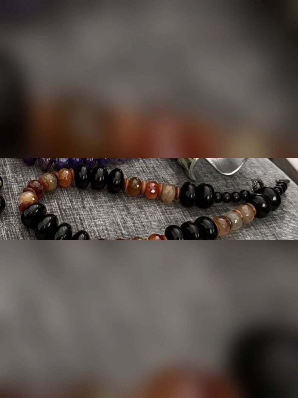 Black Onyx and Carnelian Agate Bead Necklace